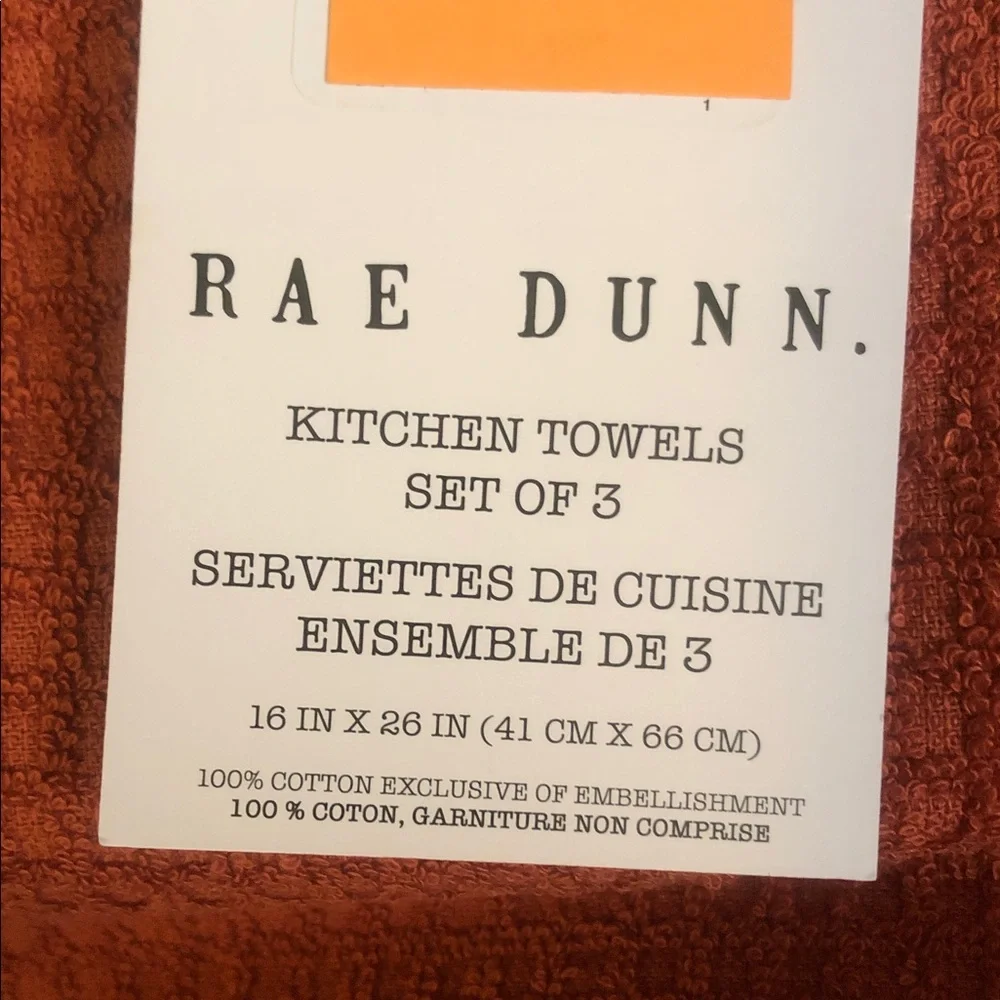 Rae Dunn PUMPKIN SPICE AND EVERYTHING NICE Set of 3 Embroidered Kitchen Towels